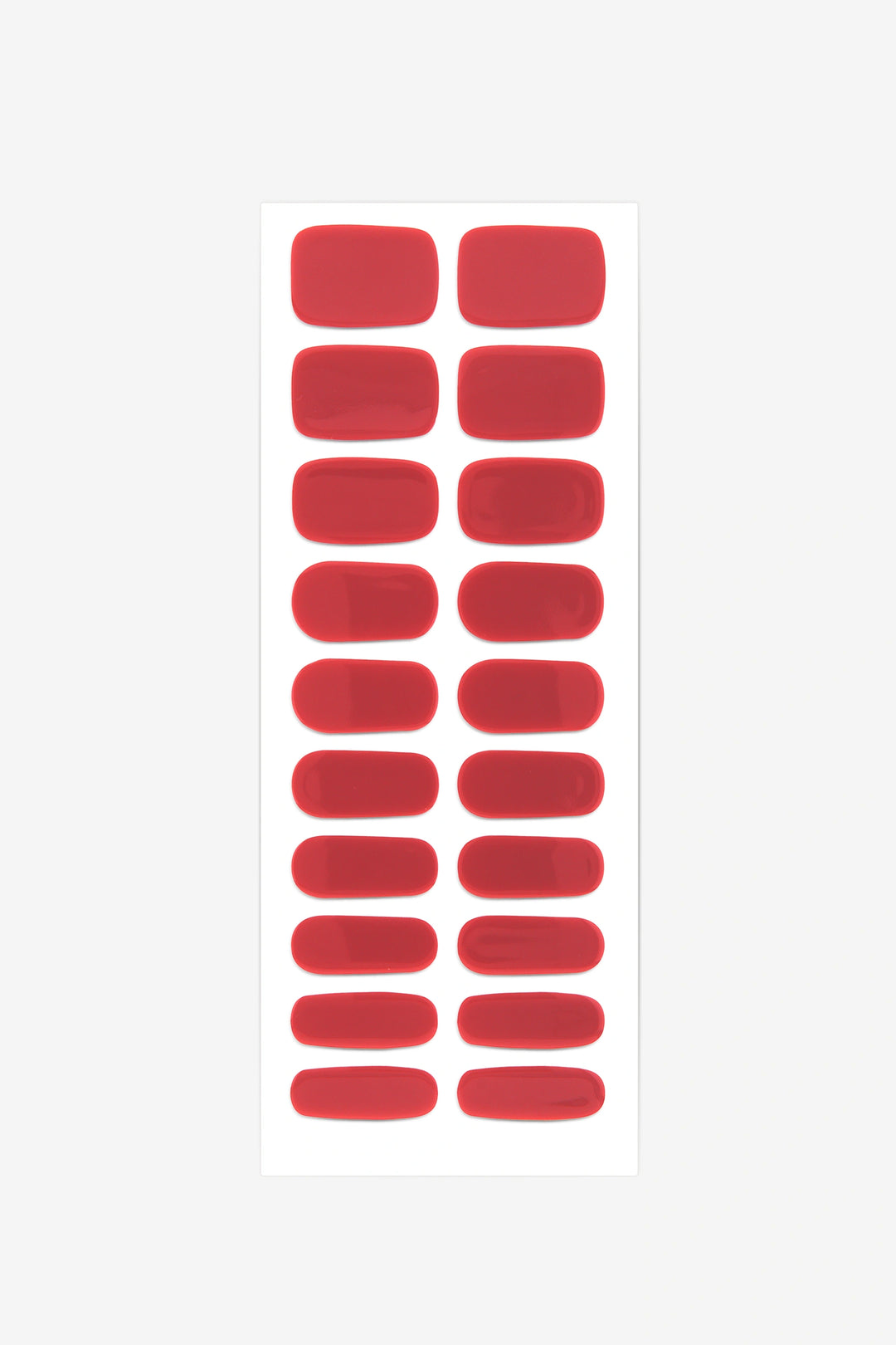 Full sheet of Wine Red semi-cured gel nail stickers displaying various sizes on a white background.