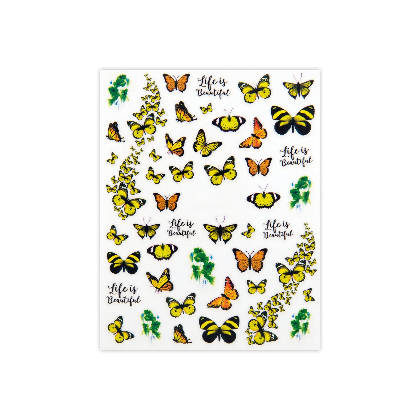 Yellow and Orange Butterfly Nail Art Stickers